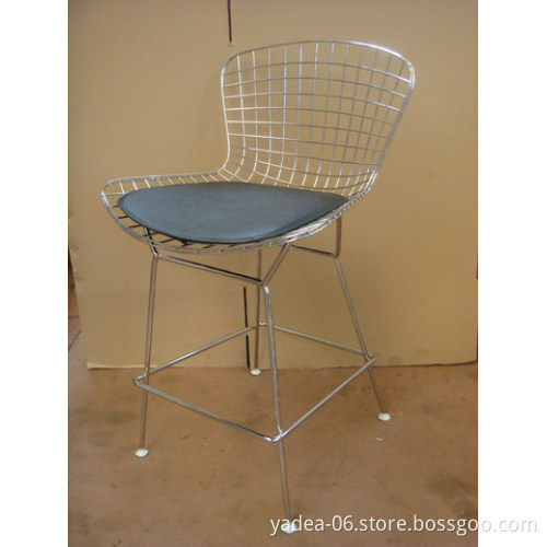 powder coated black wire bar stool with seat pad